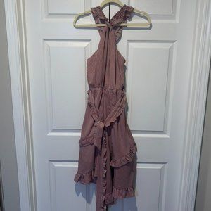 Listicle Asymmetrical Halter Midi Dress